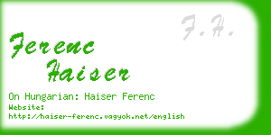 ferenc haiser business card